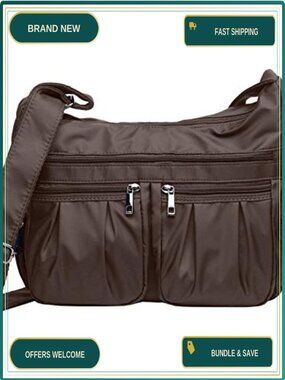 Waterproof Nylon Crossbody Purse Lightweight Travel Shoulder Handbag